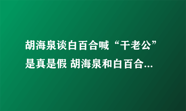 胡海泉谈白百合喊“干老公”是真是假 胡海泉和白百合什么关系图