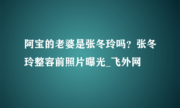 阿宝的老婆是张冬玲吗？张冬玲整容前照片曝光_飞外网