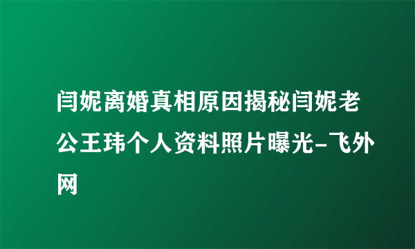 闫妮离婚真相原因揭秘闫妮老公王玮个人资料照片曝光-飞外网