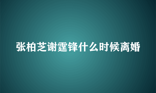 张柏芝谢霆锋什么时候离婚