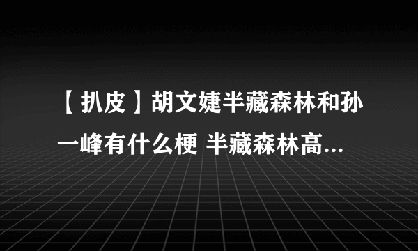 【扒皮】胡文婕半藏森林和孙一峰有什么梗 半藏森林高中黑历史怎么火的男朋友是谁