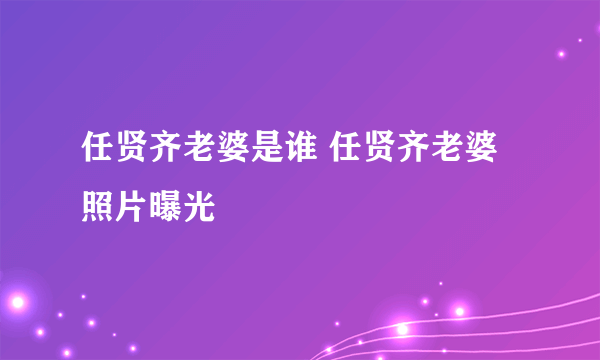 任贤齐老婆是谁 任贤齐老婆照片曝光