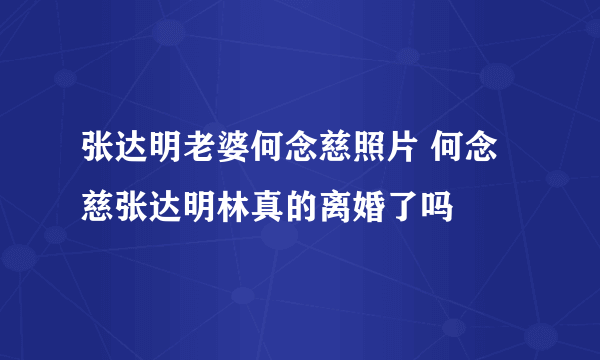 张达明老婆何念慈照片 何念慈张达明林真的离婚了吗