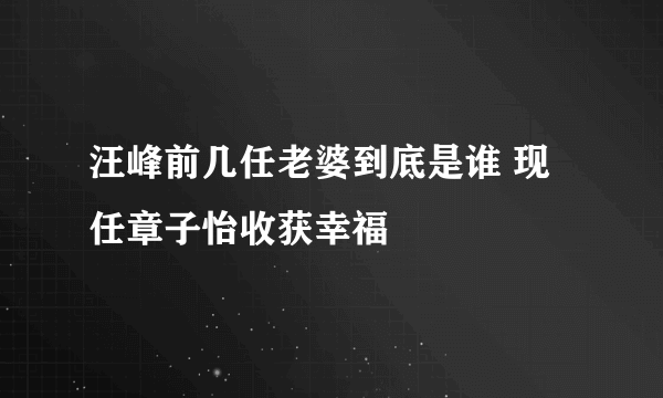 汪峰前几任老婆到底是谁 现任章子怡收获幸福