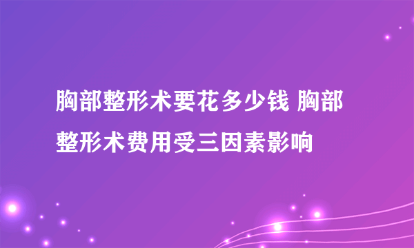 胸部整形术要花多少钱 胸部整形术费用受三因素影响