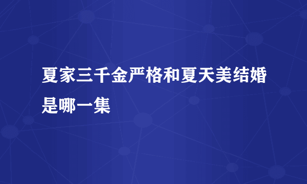 夏家三千金严格和夏天美结婚是哪一集