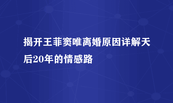 揭开王菲窦唯离婚原因详解天后20年的情感路