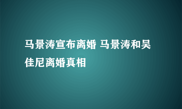 马景涛宣布离婚 马景涛和吴佳尼离婚真相