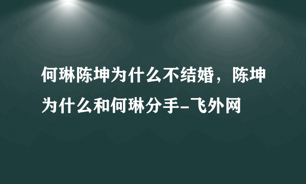 何琳陈坤为什么不结婚，陈坤为什么和何琳分手-飞外网