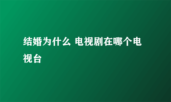 结婚为什么 电视剧在哪个电视台