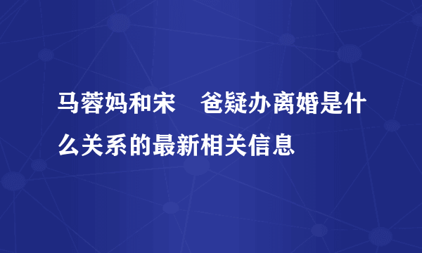 马蓉妈和宋喆爸疑办离婚是什么关系的最新相关信息