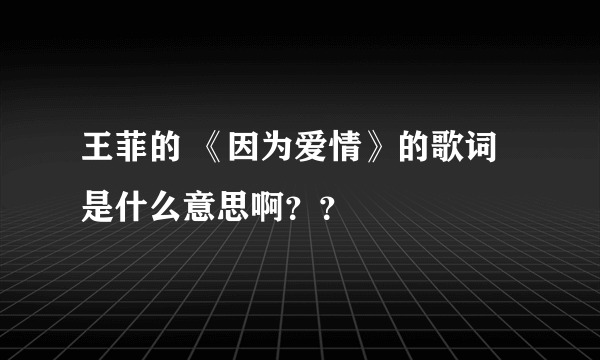 王菲的 《因为爱情》的歌词是什么意思啊？？