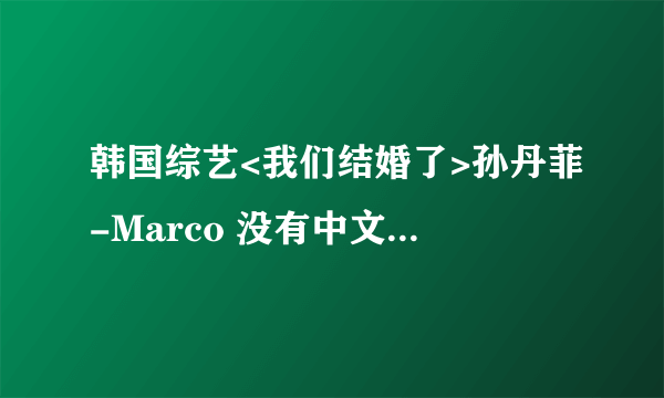 韩国综艺<我们结婚了>孙丹菲-Marco 没有中文字幕吗?