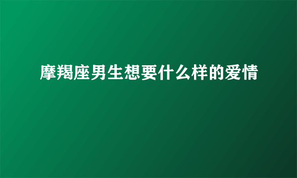 摩羯座男生想要什么样的爱情