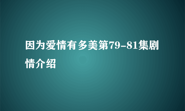 因为爱情有多美第79-81集剧情介绍