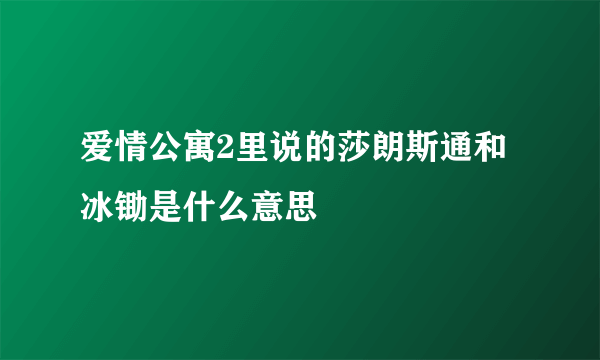 爱情公寓2里说的莎朗斯通和冰锄是什么意思