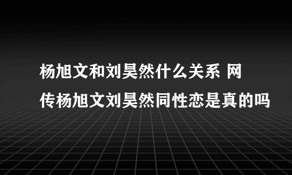 杨旭文和刘昊然什么关系 网传杨旭文刘昊然同性恋是真的吗