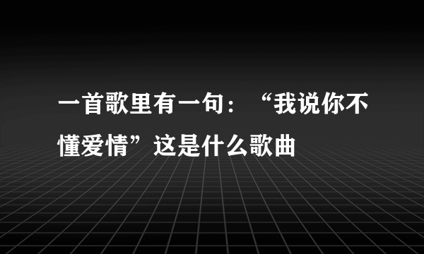 一首歌里有一句：“我说你不懂爱情”这是什么歌曲