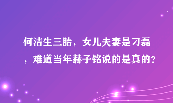 何洁生三胎，女儿夫妻是刁磊，难道当年赫子铭说的是真的？