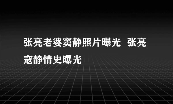 张亮老婆窦静照片曝光  张亮寇静情史曝光