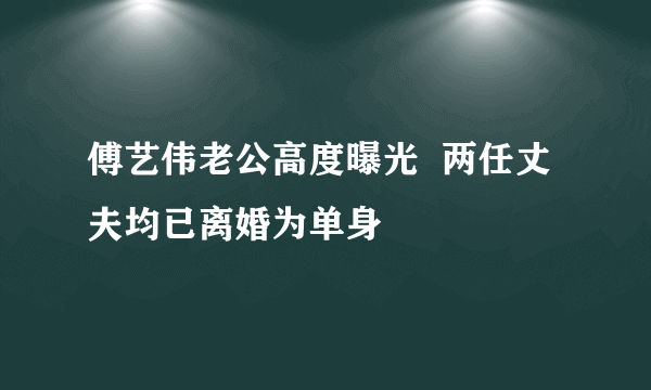 傅艺伟老公高度曝光  两任丈夫均已离婚为单身