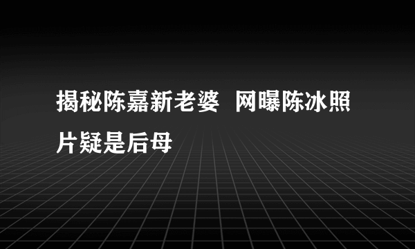 揭秘陈嘉新老婆  网曝陈冰照片疑是后母