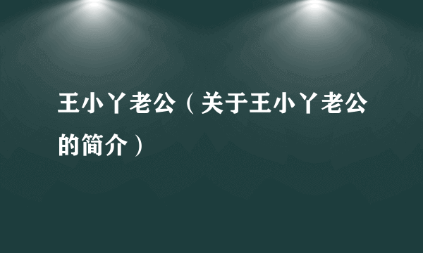 王小丫老公（关于王小丫老公的简介）