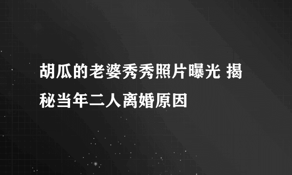 胡瓜的老婆秀秀照片曝光 揭秘当年二人离婚原因