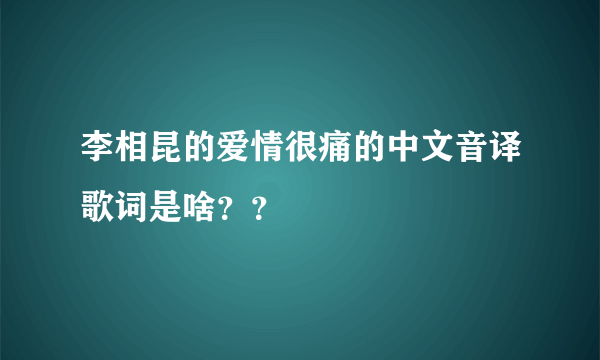 李相昆的爱情很痛的中文音译歌词是啥？？