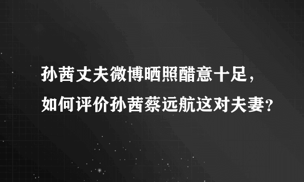 孙茜丈夫微博晒照醋意十足，如何评价孙茜蔡远航这对夫妻？