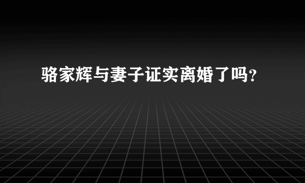 骆家辉与妻子证实离婚了吗？