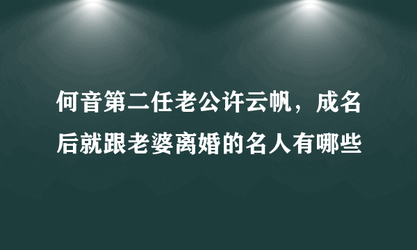 何音第二任老公许云帆，成名后就跟老婆离婚的名人有哪些