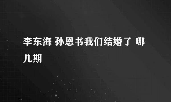 李东海 孙恩书我们结婚了 哪几期