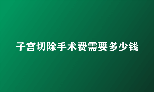 子宫切除手术费需要多少钱