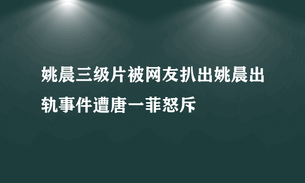 姚晨三级片被网友扒出姚晨出轨事件遭唐一菲怒斥