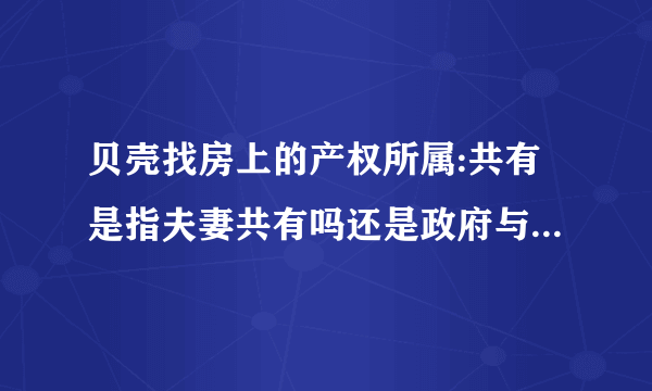 贝壳找房上的产权所属:共有是指夫妻共有吗还是政府与私人共有?