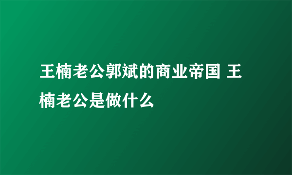 王楠老公郭斌的商业帝国 王楠老公是做什么