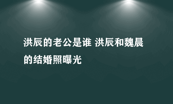 洪辰的老公是谁 洪辰和魏晨的结婚照曝光