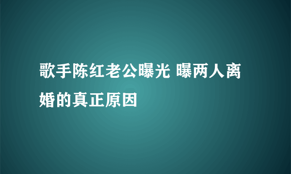 歌手陈红老公曝光 曝两人离婚的真正原因