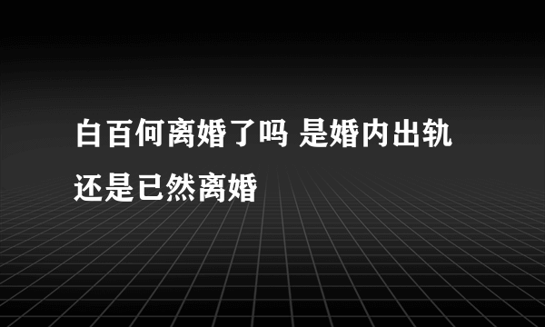 白百何离婚了吗 是婚内出轨还是已然离婚