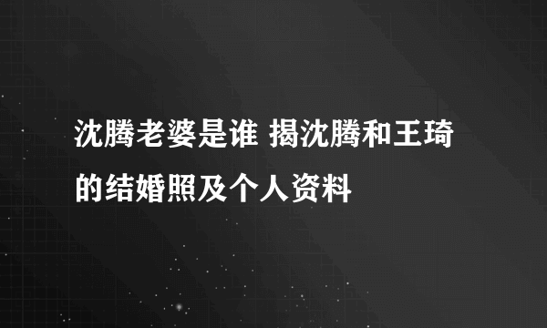 沈腾老婆是谁 揭沈腾和王琦的结婚照及个人资料