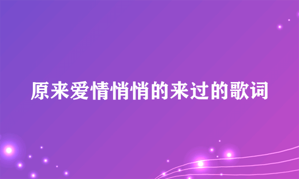 原来爱情悄悄的来过的歌词