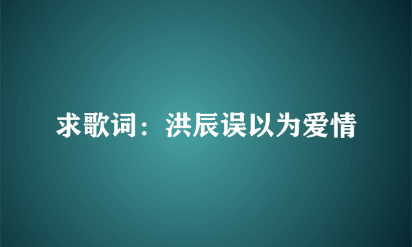 求歌词：洪辰误以为爱情