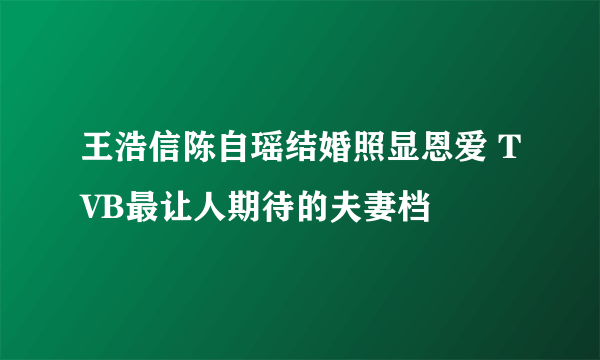 王浩信陈自瑶结婚照显恩爱 TVB最让人期待的夫妻档