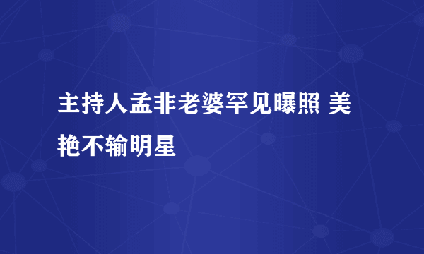 主持人孟非老婆罕见曝照 美艳不输明星