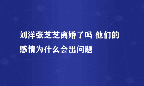 刘洋张芝芝离婚了吗 他们的感情为什么会出问题