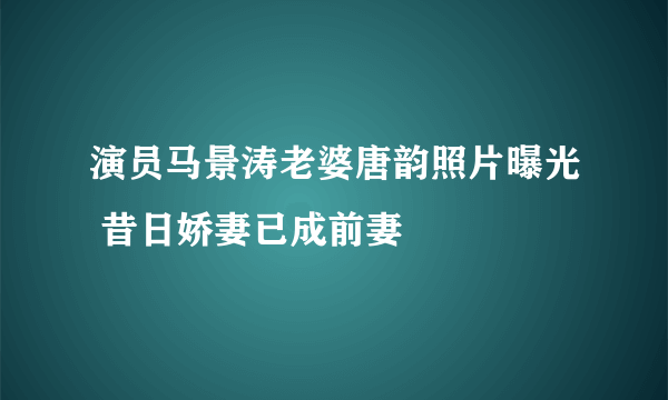 演员马景涛老婆唐韵照片曝光 昔日娇妻已成前妻