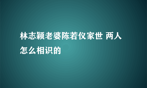 林志颖老婆陈若仪家世 两人怎么相识的