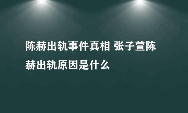 陈赫出轨事件真相 张子萱陈赫出轨原因是什么