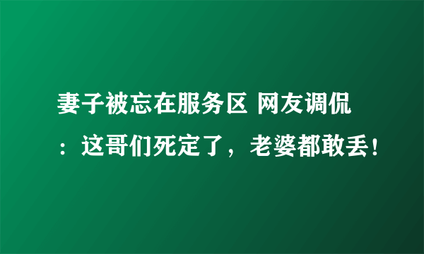 妻子被忘在服务区 网友调侃：这哥们死定了，老婆都敢丢！